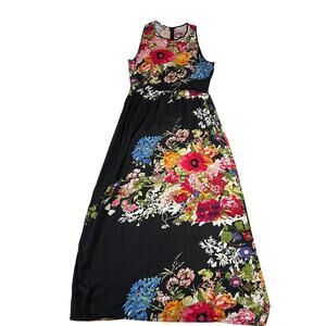 Women's Sleeveless Floral Print Maxi Dress Size Small Cottagecore Boho Colorful